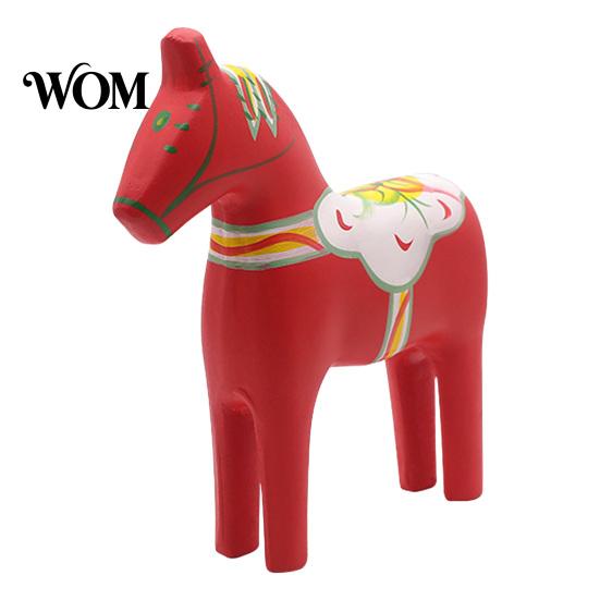 Figurina di Animale in Legno Artigianale Cavallo di Troia Dala Dipinto a Mano, Statua Ornamentale Scandinava Vintage in Legno Massiccio, Decorativo Rustico