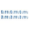 24 Stuks Blauwe Gradiënt Korte T-Vorm Nepnagels Elegante Press-On Nageltips Verfijnde Manicure