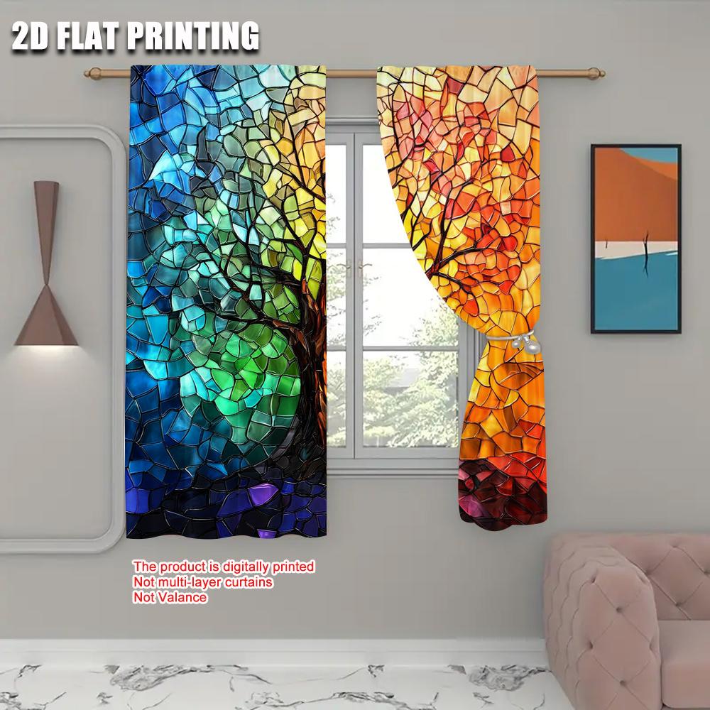 Curtains Tree Life Versatile Polyester Without Electricity Applies Holiday Decorations Curtain Made Of Washable