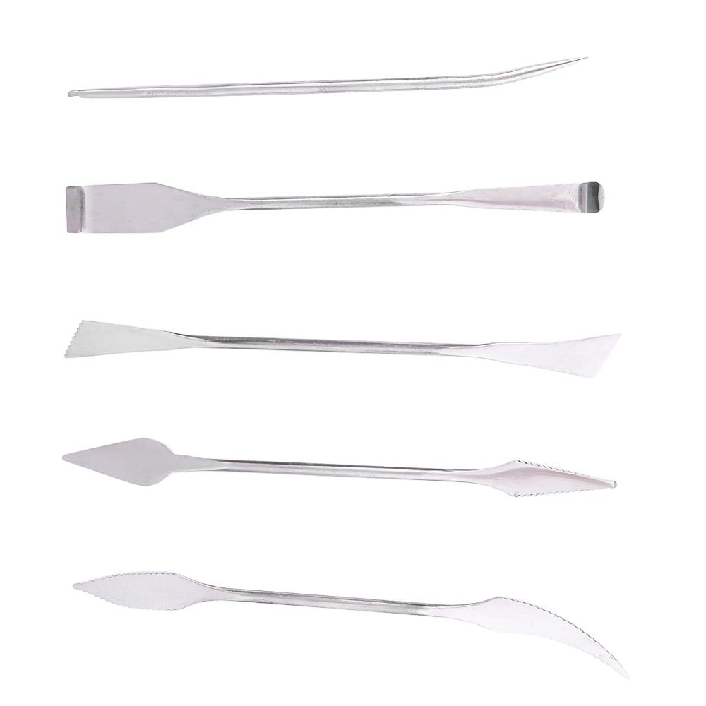 5pcs Stainless Steel Pottery Carving Tools Double Ended Carving Spatula Clay Sculpting Tools 5Pcs Set Sculpture Tools