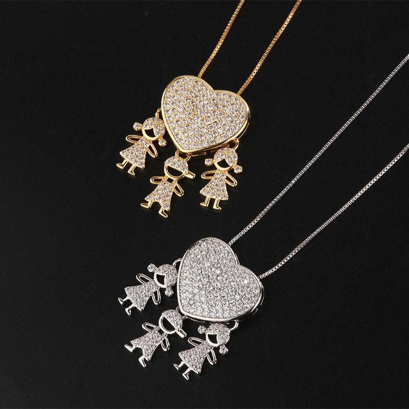 European and American New Pendants, Collarbone Gold-plated Diamonds, Love Children's Necklaces, Fashionable Boys and Girls Pendants