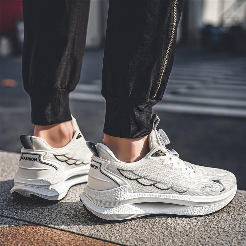 Fashion Black Men Casual Mesh Sneakers New Autumn Student Fashion Running Shoes Twist Buckle Non-slip Breathable Outdoor Soft Sport Shoe