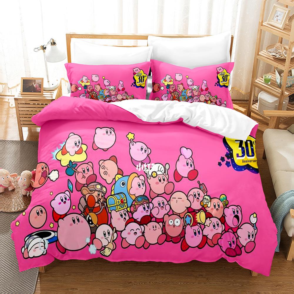 Star Kirby 3D Digital Printing Quilt Cover Sheet Three-Piece Home Textile Bedding