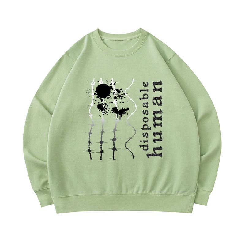 Men's 300 GSM 100 Cotton Sweatshirt Disposable Human Print Street