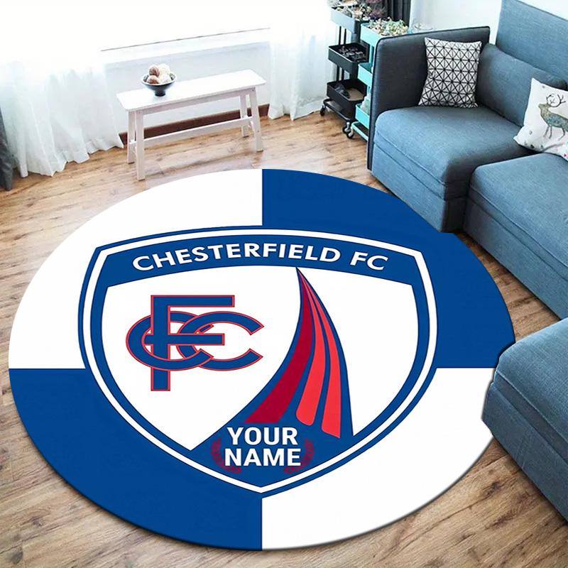 Chesterfield Fc Crest Custom Name Round Area Rug Carpet Rug For Living Room Bedroom Sofa Playroom Decor Nonslip Floor Mat