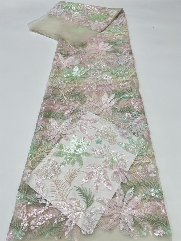 African Sequins Net Lace Fabric 5 Yards High-Quality Nigerian French Mesh Tulle Laces For Luxury Wedding Party Dresses Sewing