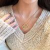 Brushed Tiger's Eye Clover Bracelet Opera Earrings Court Style Diamond Necklace Set