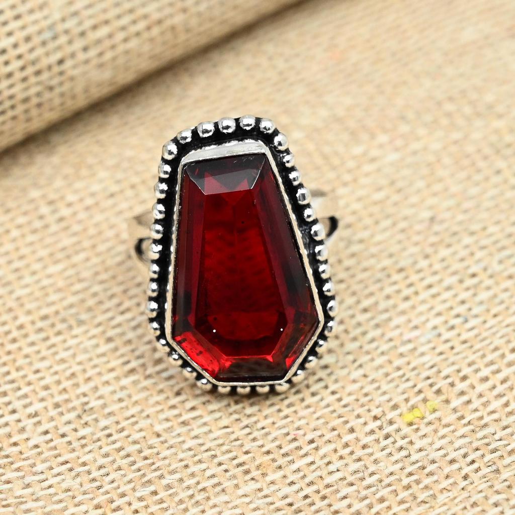 Red Garnet Gemstone Jewelry 925 Sterling Silver Ring, Handmade Gift for women, Beautiful Ring For her