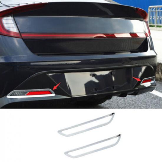 For Hyundai Sonata 2020-2023 Style Chrome Rear Fog Light Lamp Frame Trim 2PCS