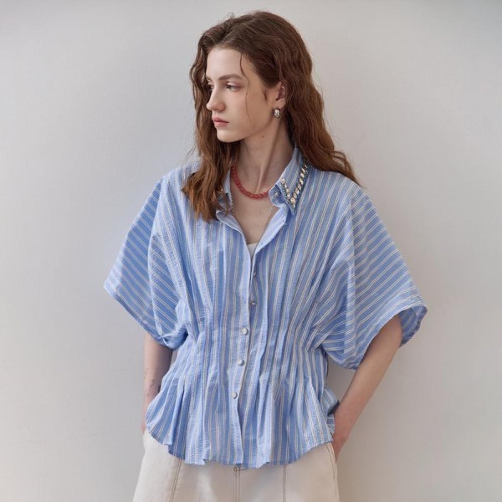 

Maxza Cubic Collar Peplum Stripe Shirt Blouse Ze06qb016nh Blue/FREE