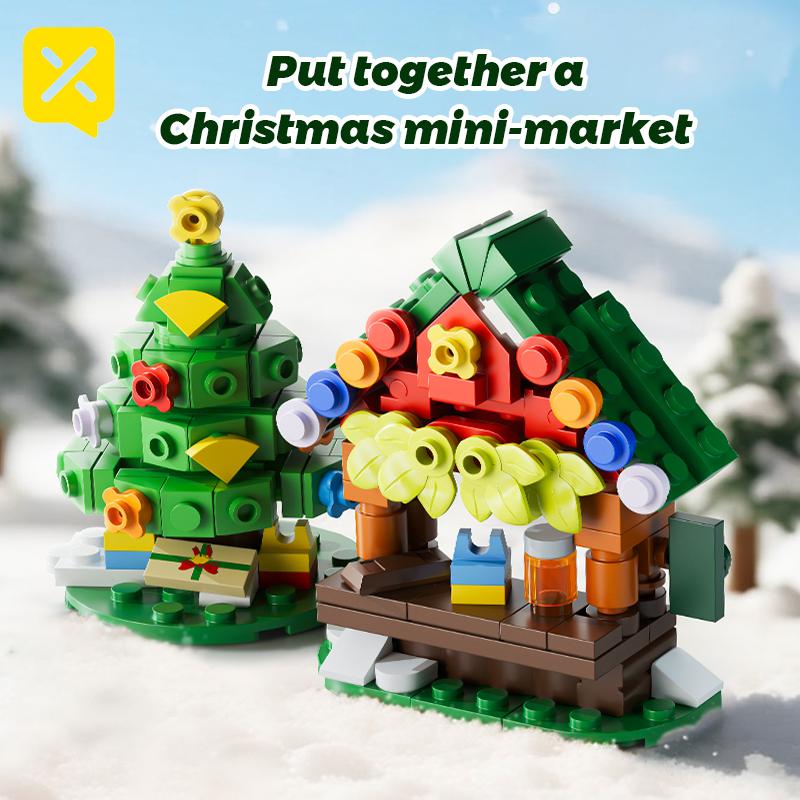 Toylinx Świąteczne Edukacyjne Klocki Konstrukcyjne Święty Mikołaj Choinka DIY 690 SZT Model Architektoniczny Prezent dla Chłopców i Dziewczynek