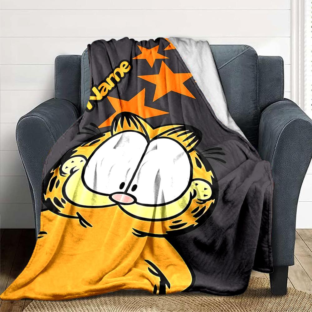 Custom Name Garfield'S Starry Adventure Party Blanket For Couch Bed Plush Cozy Fuzzy Blanket Super Soft Warm Blankets For Fall And Winter 091674