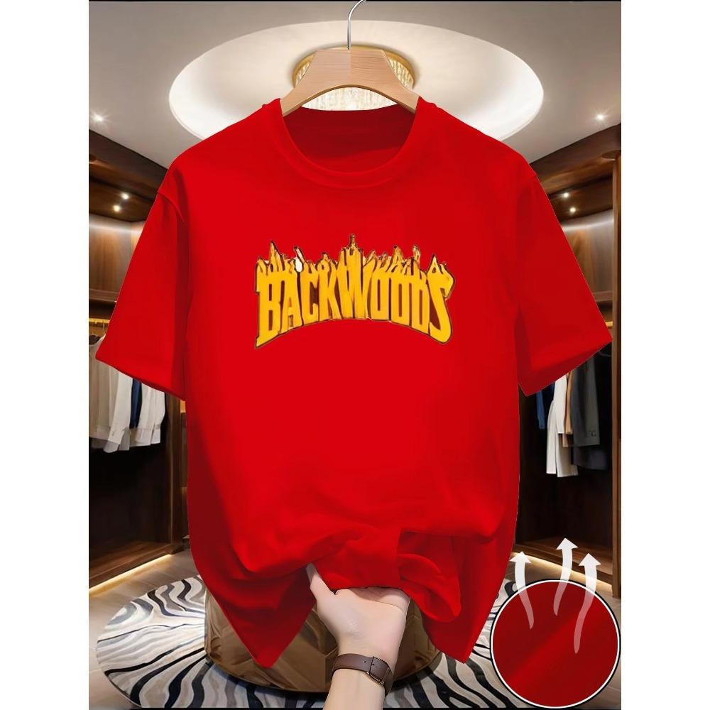 Men's Summer Casual Style Loose and Comfortable Pattern Round-neck Short-sleeved T-shirt Top