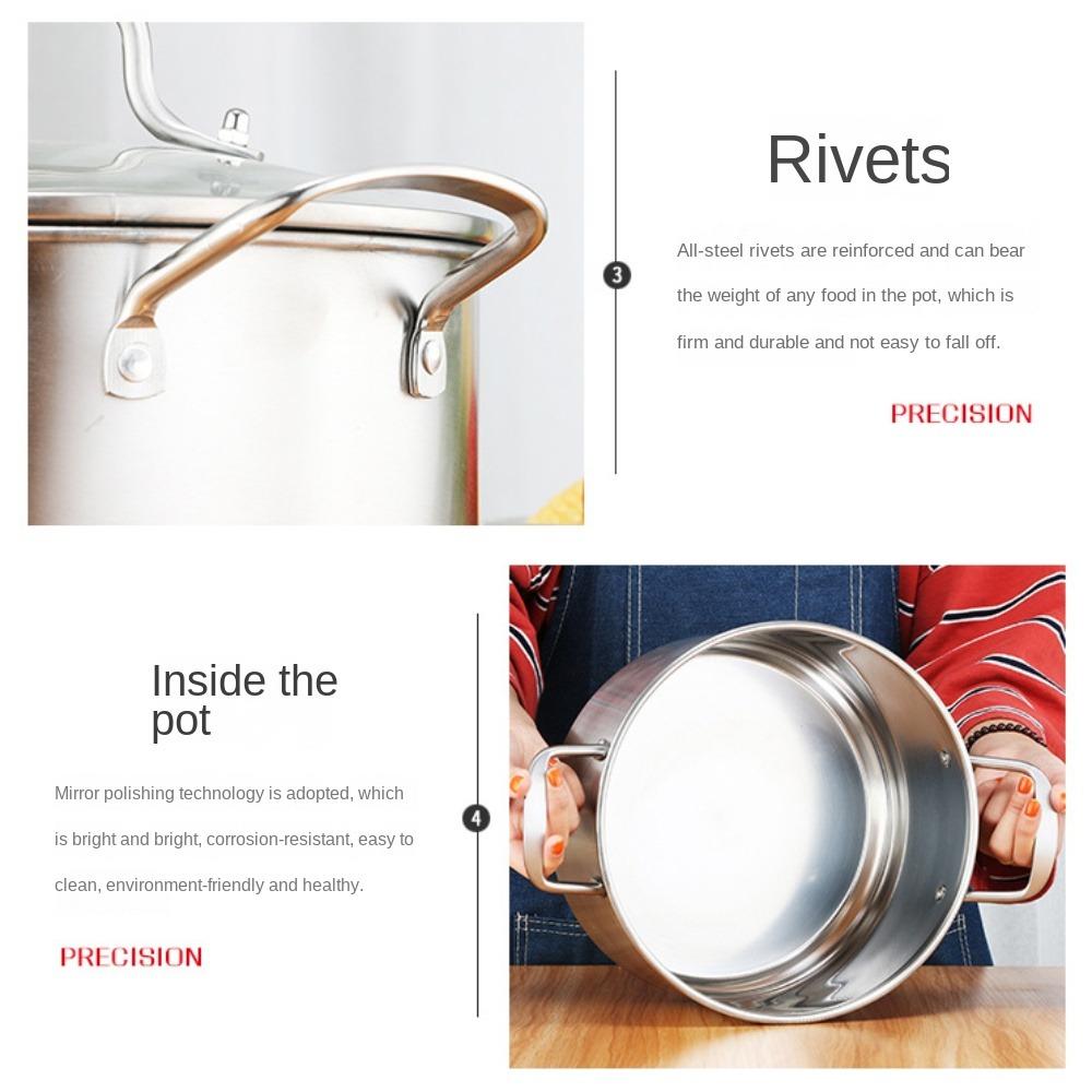 26/28CM Stainless Steel Soup Pot Daily Use With Lid Stainless Steel Stock Pot Milk Boiling Water Cooking Cooking Pots