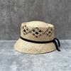 Retro Raffia Hand-Woven Straw Hat Children'S Summer Breathable Top Hat Hollow Pattern Shows Small Face