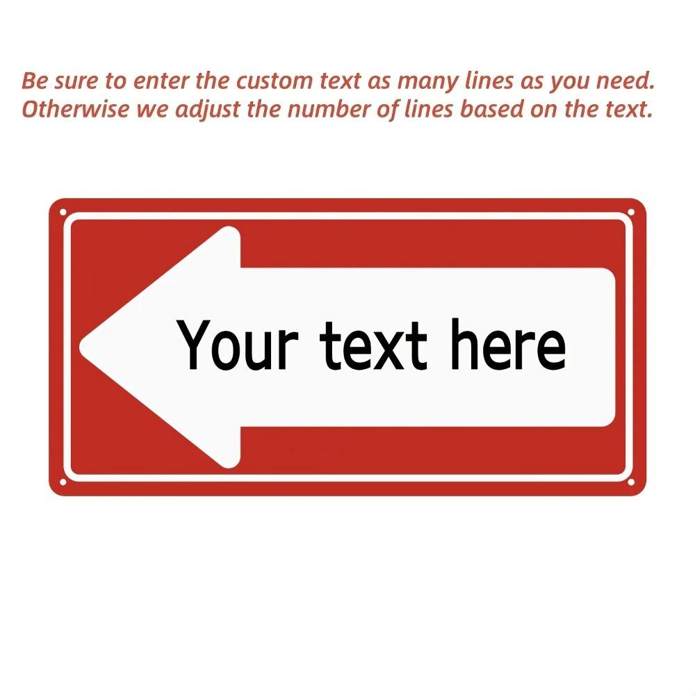 Custom Text Red Left Arrow Aluminum Sign Personalized Direction Plaque Home Decor