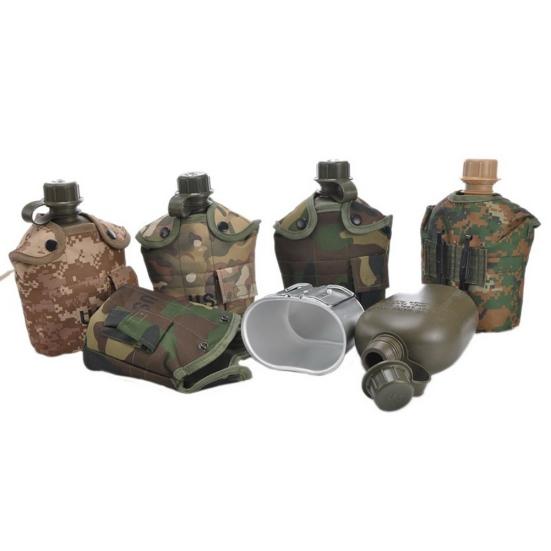 1L Army Military Water Bottle Camping Hiking Canteen Cup Portable for Outdoor