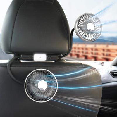 Miraitech Car Fan, Back Seat Car Fan, Double-Headed Fan, Headrest Fan, USB Powered, 3