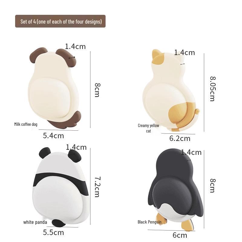 Silicone Cute Pet Door & Wall Bumper Sticker - Penguin & Panda Design