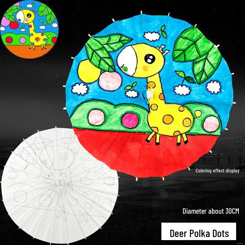 Handmade Children's Oil Paper Umbrella - Chinese Intangible Cultural Heritage, Small Flower Pattern, Ancient Style, Graffiti Material