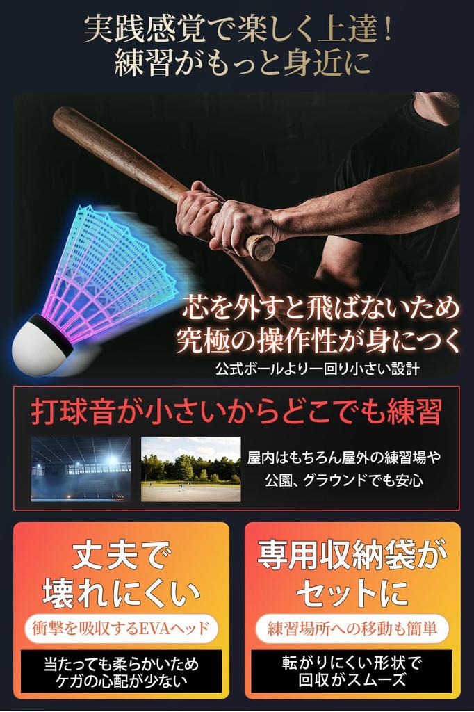 Meliore Baseball Batting Practice Shuttlecocks [Recommended by Professionals] Baseball Equipment for Training and Practice, Includes Storage Bag, 50