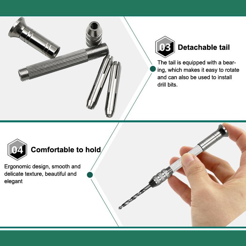 Mini Hand Drill Woodworking Tools Drilling Rotary Tool Manual Twist Drill Bit Watchmaker Pin Vice Watch Repair Tools