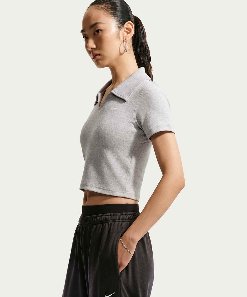 NIKE Sportswear Tight Crop Polo W - Wolf Grey:Heather:White / Io2730-012