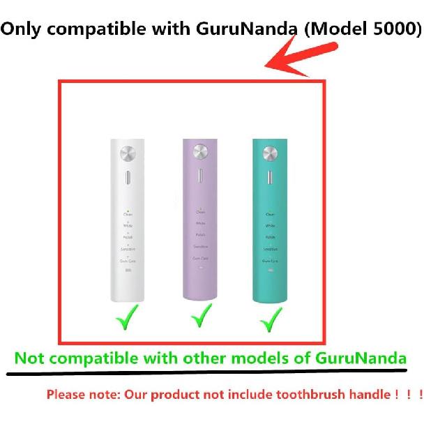 Replacement Toothbrush Heads Compatible with GuruNanda Model5000 - Black 10 Pack