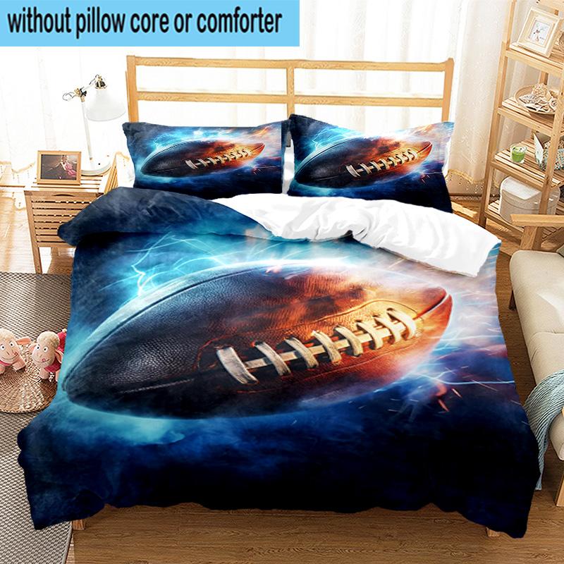 Flaming Football In Action 3pcs Bedding,Including 1pc Duvet Cover And 2pcs Pillowcases Perfect for Christmas,Ideal for Bedroom, Dormitory