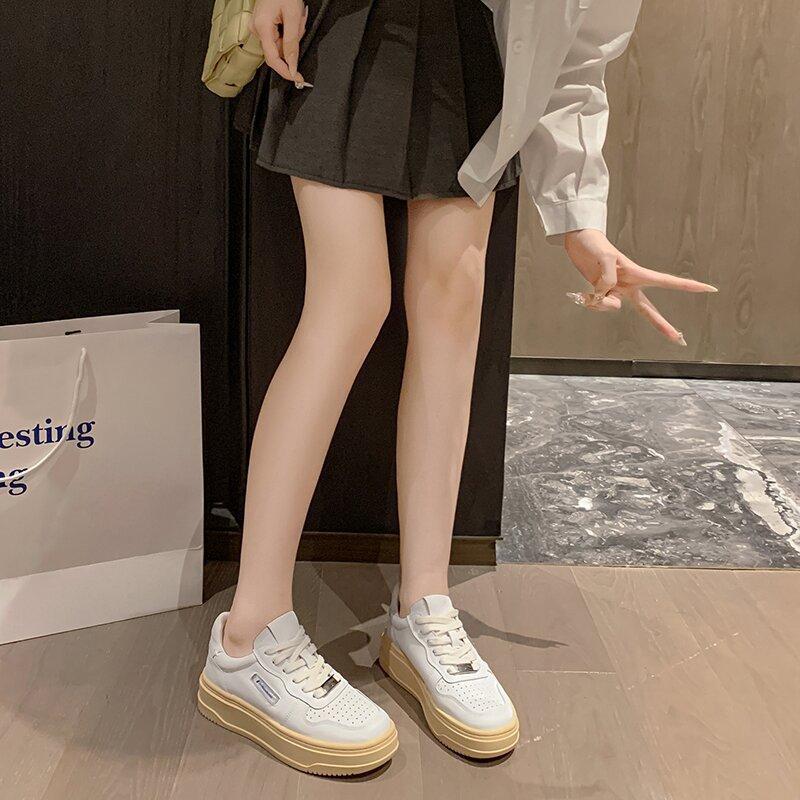 Little white shoes women's leather new versatile niche retro platform sports casual shoes board shoes women