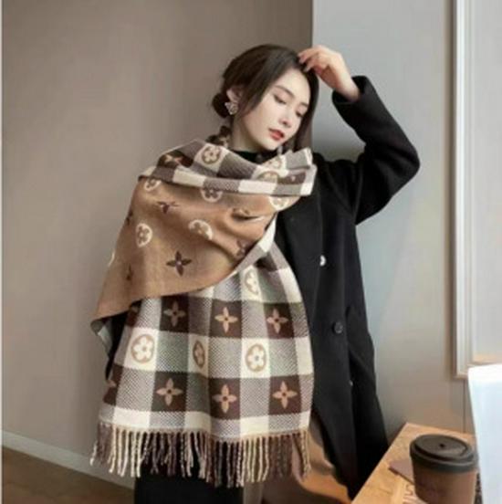 Dámský kostkovaný šátek v korejském stylu - Módní, Všestranný, Zesílený pletený nákrčník