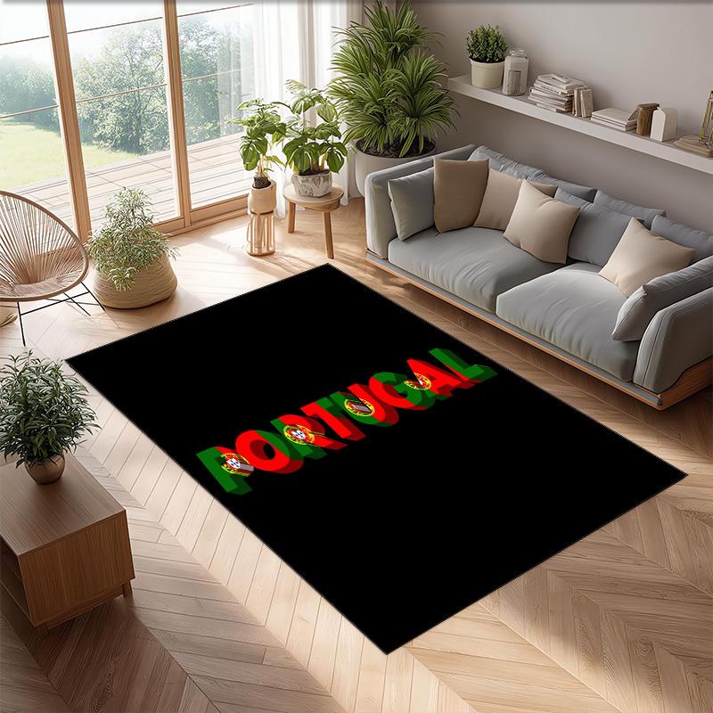 Portugal national football team Printed Flannel Area Rug Non Slip Soft Polyester Floor Carpet Indoor Decor Mat for Bedroom Living Room Sofa