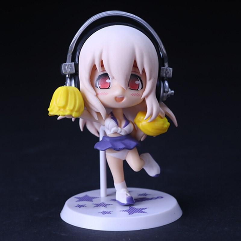 10CM Anime Figure Super Sonico Working Swimsuit Suit Chassis Q Version Model Dolls Gift Collect Boxed Ornament Toys Hobbies