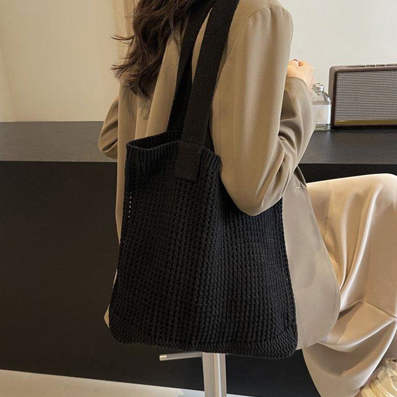 Women Shoulder Bags Large Capacity Crochet Tote Bag Fashion New Knitting Handbags Female Hollow Woven Shopping Bag