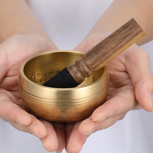 STOBOK Singing Bowl and Stick Set, Extra Small 8cm Singing Bowl, for Meditation, Healing, and Purification