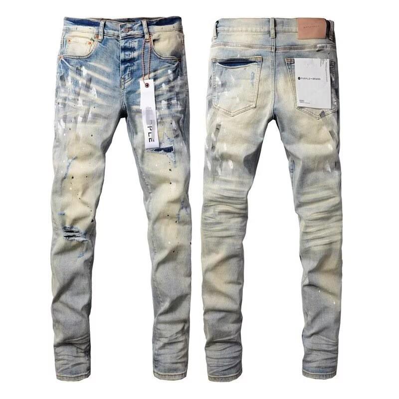 Mens Straight Fit Distressed Patchwork Denim Jeans Vintage Streetwear Style High Waist Ripped Cotton