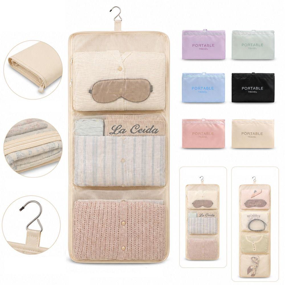 Mesh Pockets Hanging Storage Bag Twill Fabric Wardrobe Organizer Wardrobe Storage
