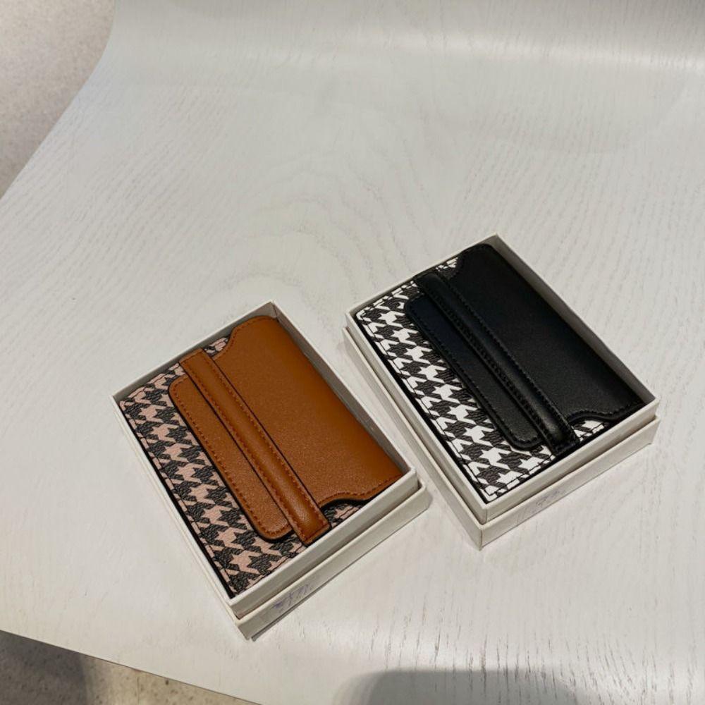 Korean Style Card Holders Clutch Card Pocket Short Wallet Ins Houndstooth Card Bag Outdoor