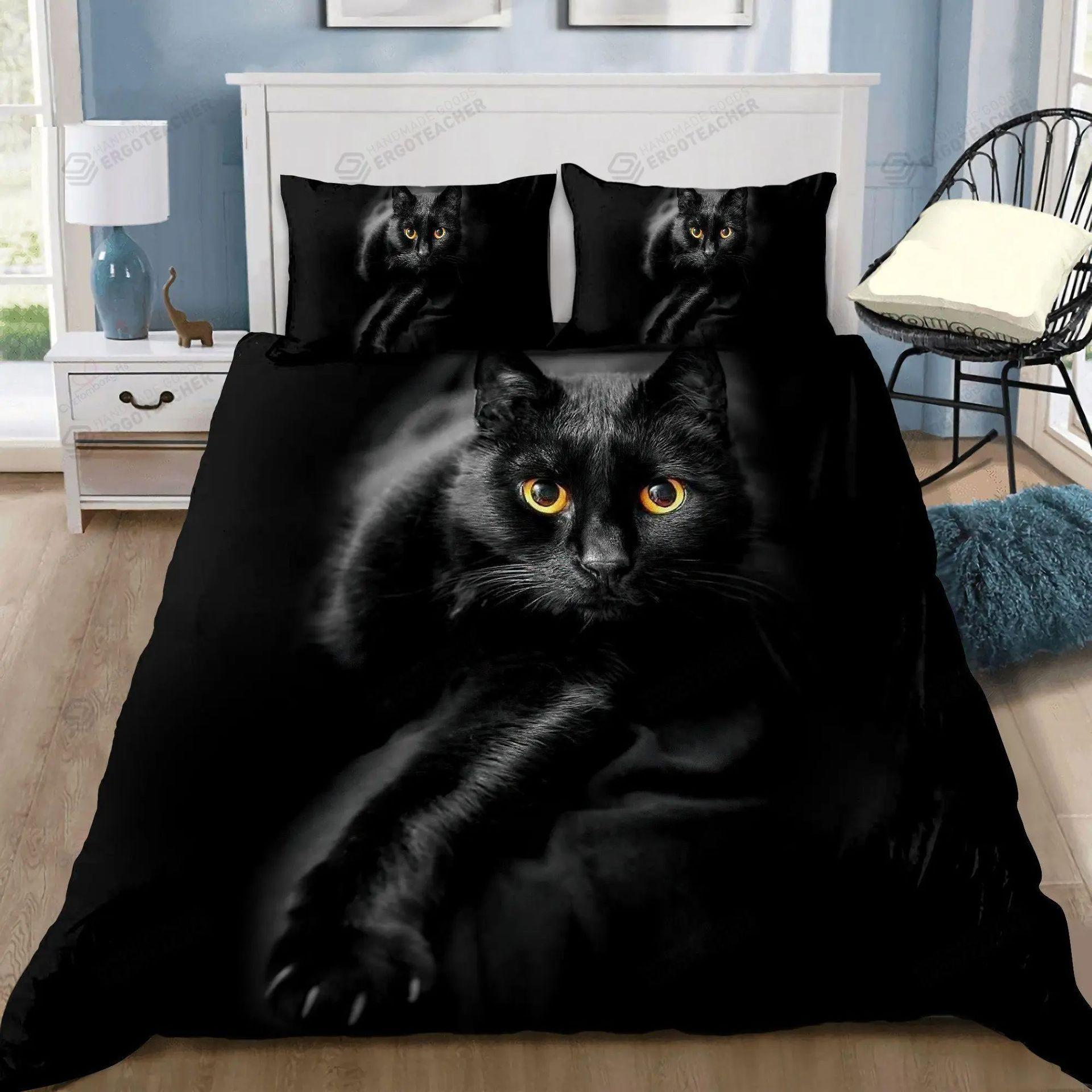 

Mysterious Black Cat Duvet Set Gothic Black Cat Bedding Set Full Size Three-Piece Set Germany 155 * 220