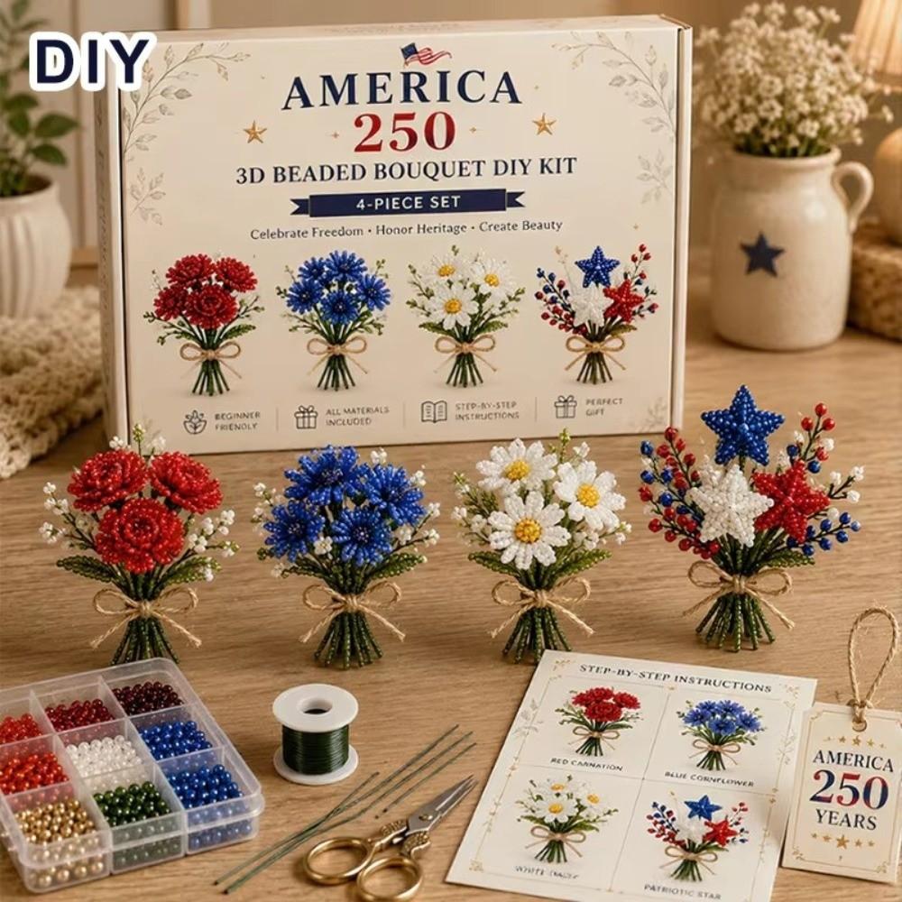 4pcs Mini Size Animal Crafting Set Bead Craft Bead Weaving Kit New Pets Beading Set DIY Activity
