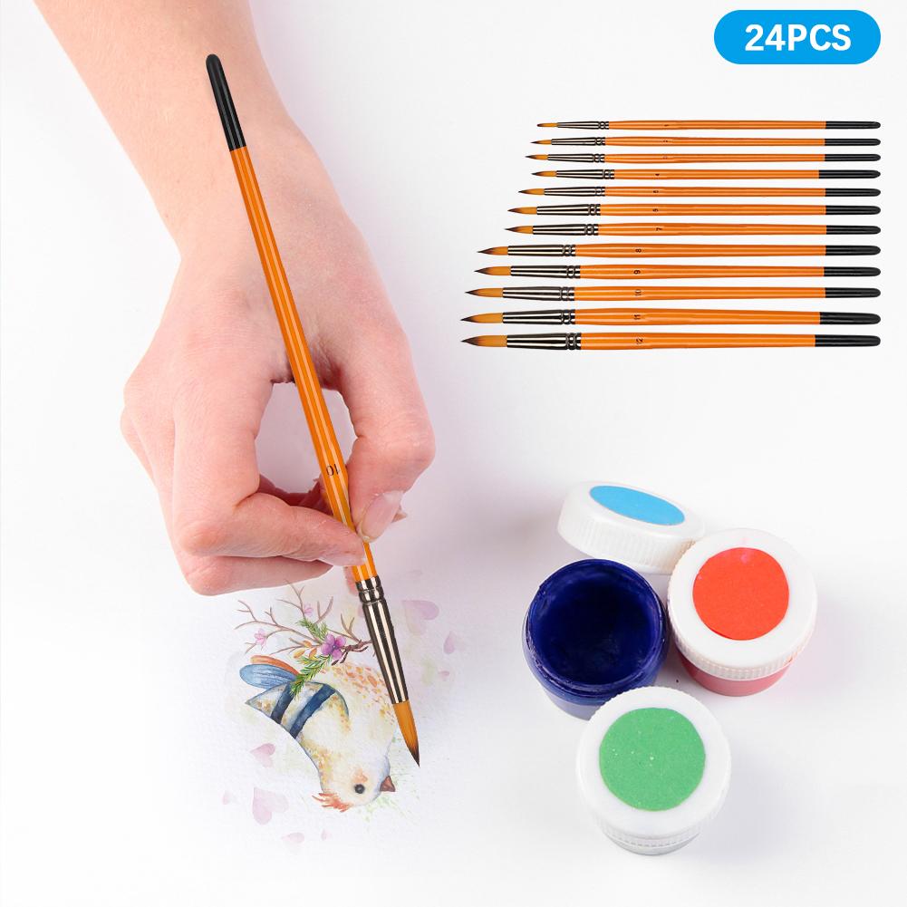 2 Sets Artist Brushes Black Tail Double Color Nylon Wool Watercolor Student Art Painting Tool