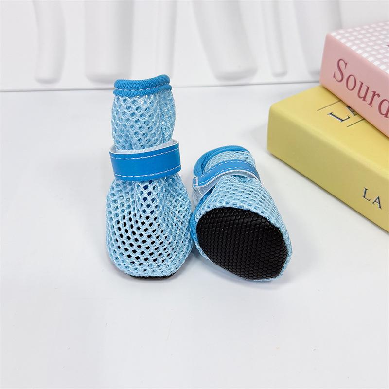 4PCS/Set All Season Dog Shoes Breathable Mesh Adjustable Dog Paw Protection Shoes Anti-slip Puppy Walking Footwear Pets Supplies