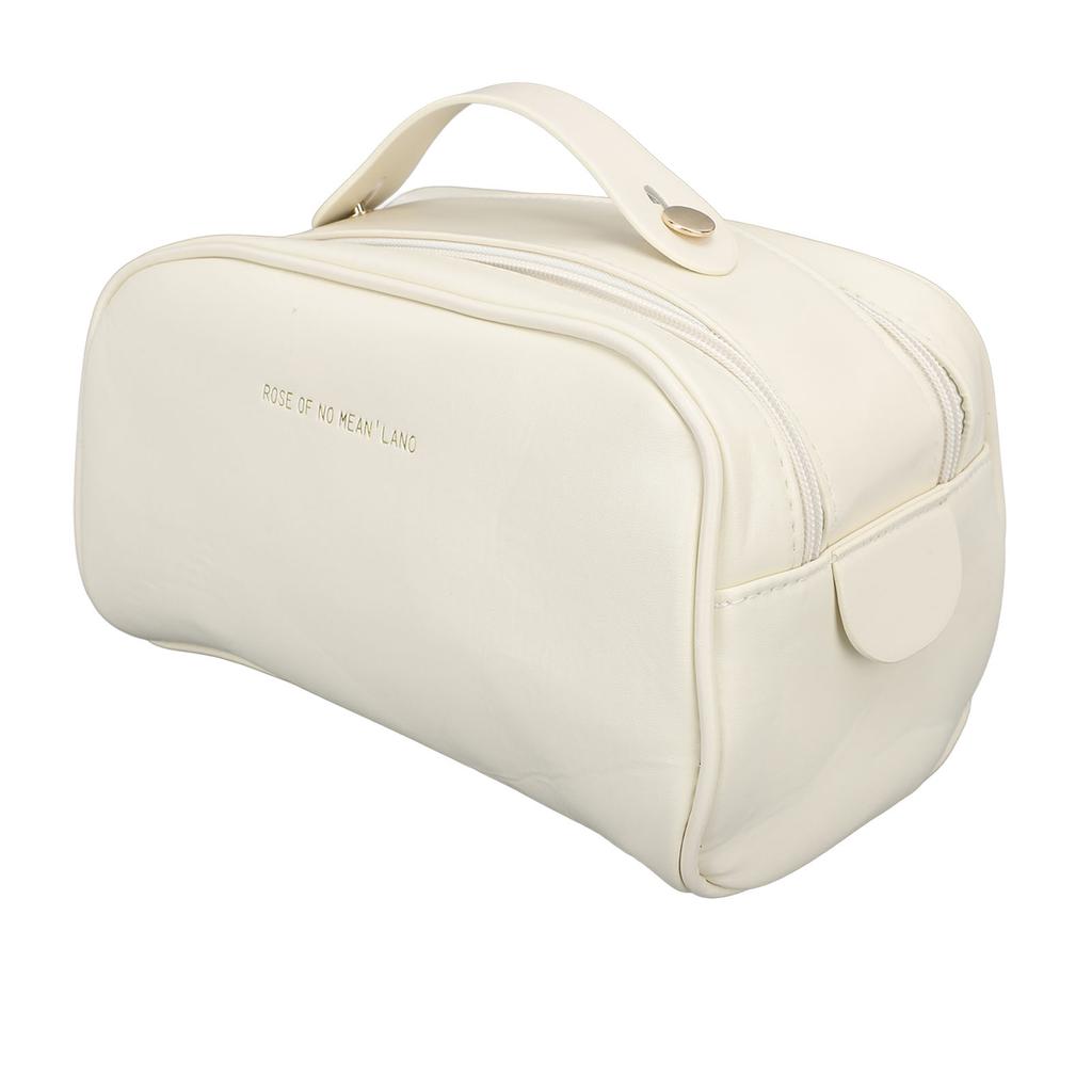 Cosmetic Bag Multifunctional Portable High Capacity Large Opening Travel Makeup Bag for Women Beige Free Size