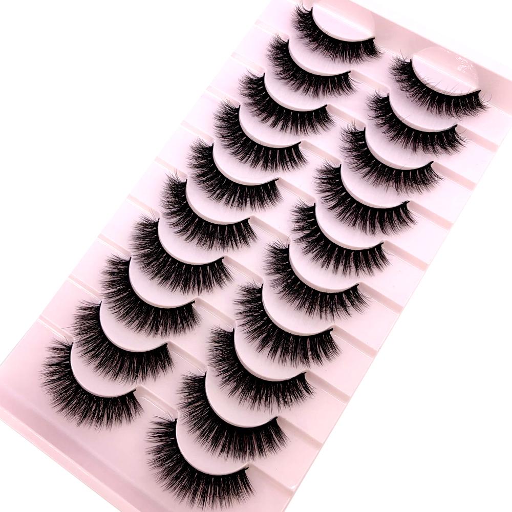 AMSDCN Artificial Mink Short Natural Dramatic False Eyelashes Short Eyelashes 10 Pairs of 3D Eyelash Makeup False Eyelashes