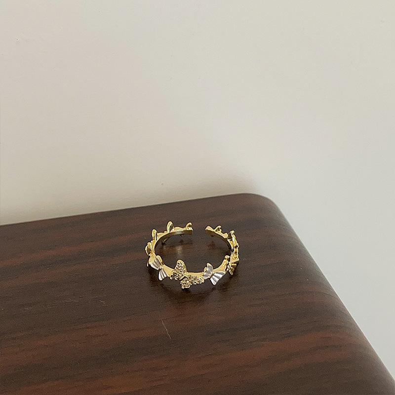 Light Luxury High-End Shell Flower Butterfly Open Ring Female Simple Niche Design Personalized Versatile Ring Ring