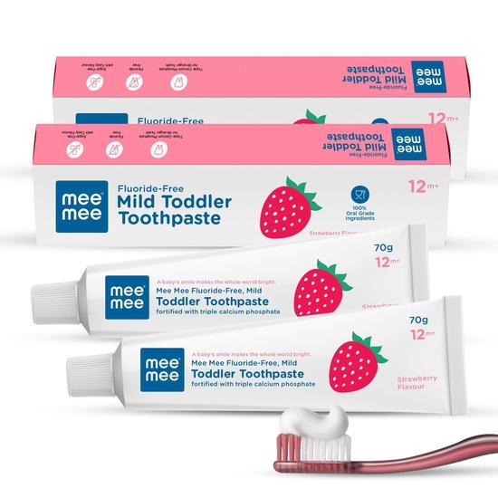 

Mee Mee Fluoride-Free, Fortified with triple calcium phosphate Strawberry Flavor Oral care Toothpaste, 70 g (Pack of 2)