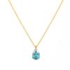 1pc Fashion Jewelry 18K Gold Plated Chain WaterDrop Diamond Pendant Necklace Stainless Steel 12 Months Birthstone Necklace