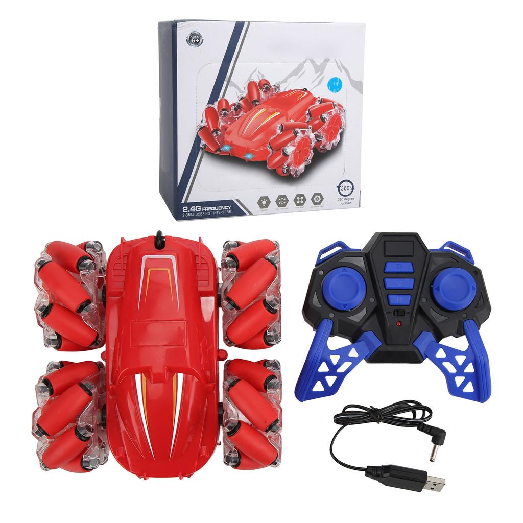M2 2.4G LED Stunt Car 4 Wheel Drive Anti Interference Remote Control Car With Double Sided Led Lights 3.7V 500mAh for Kids Over 6 Years Old