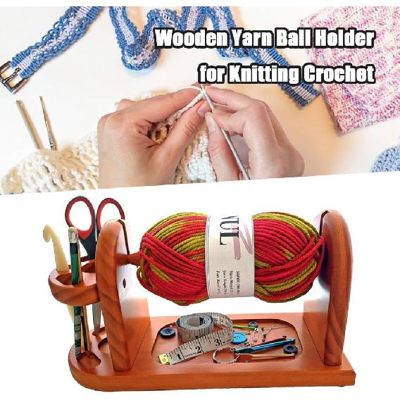 Generic Yarn Holder for Crocheting Wooden Yarn Rack Stand with Slots Yarn Storage Organizer Knitting & Crochet Supplies Horizontal Yarn Spinner