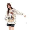 European Plus Size Chic Print Knit Sweater - Women's Loose, Stylish Round Neck Top